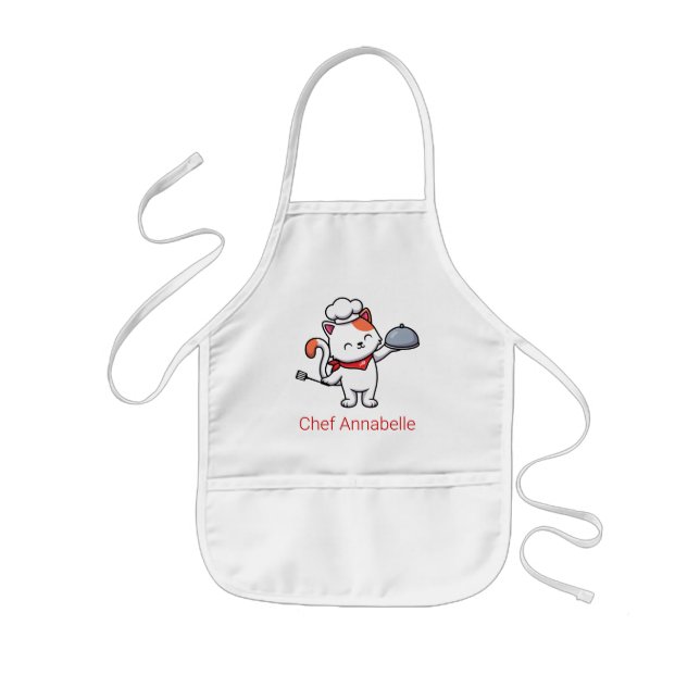Delantal Infantil Chef de gato lindo personalizado (Frente)