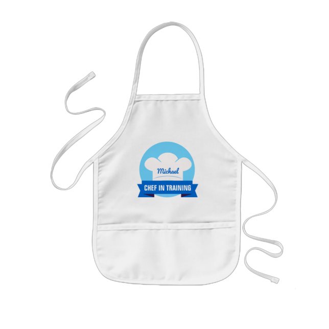 Delantal Infantil Chef en entrenamiento en el Apron Azul (Frente)