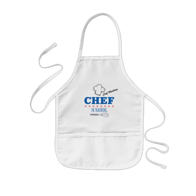 Delantal Infantil Chef entrenando niños azules en Apron (Frente)