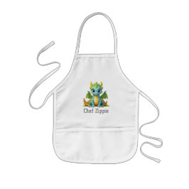 Delantal Infantil Chef Zippie Green Blue Baby Dragon Kids Apron