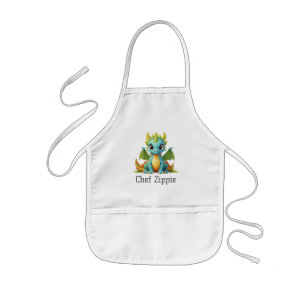 Delantal Infantil Chef Zippie Green Blue Baby Dragon Kids Apron