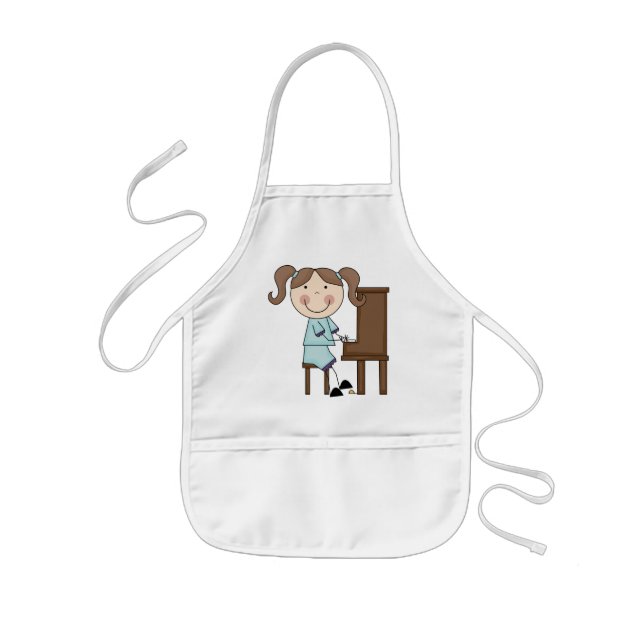 Delantal Infantil Chica del palillo que juega el piano (Frente)