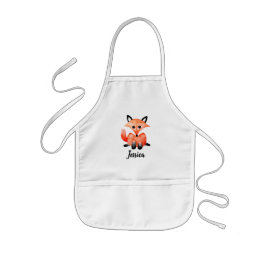 Delantal Infantil Chicas Cuidados Watercolor Woodland Wildlife Fox &