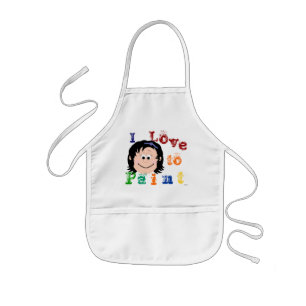 Delantal Infantil Chicas de pelo negro largo pintando Apron