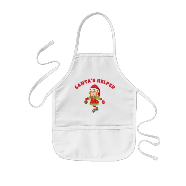 Delantal Infantil Chicas del dulce ayudante de Santa Cute Elf Navida (Frente)