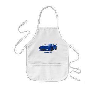 Delantal Infantil Coche deportivo azul con ilustración de alerón