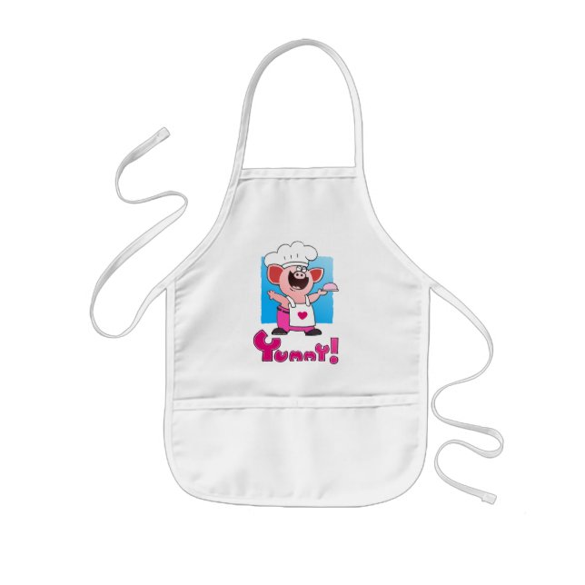 Delantal Infantil Cocinero divertido divertido del cerdo del dibujo (Frente)
