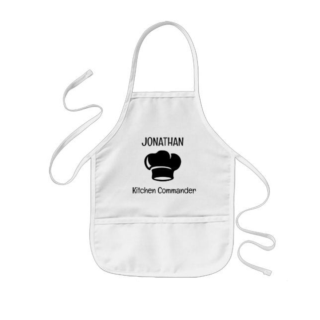 Delantal Infantil Comandante De Cocina Personalizado Con Gorra Chef (Frente)