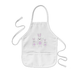 Delantal Infantil Conejito. Blanco y rosa.