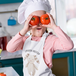 Delantal Infantil Conejo rosa de Belleza Moderna Pastel con nombre