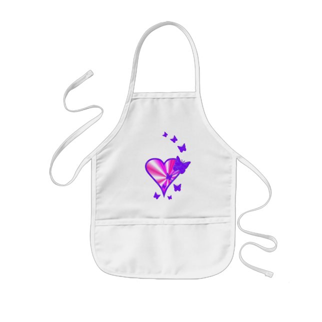 Delantal Infantil Corazón arcoiris y mariposa (Frente)