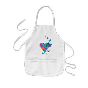 Delantal Infantil Corazón arcoiris y mariposa