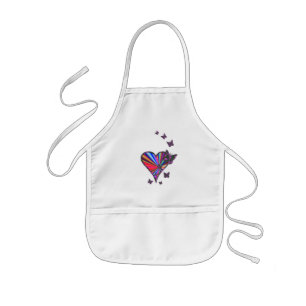 Delantal Infantil Corazón arcoiris y mariposa