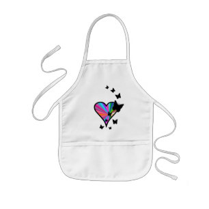 Delantal Infantil Corazón arcoiris y mariposa