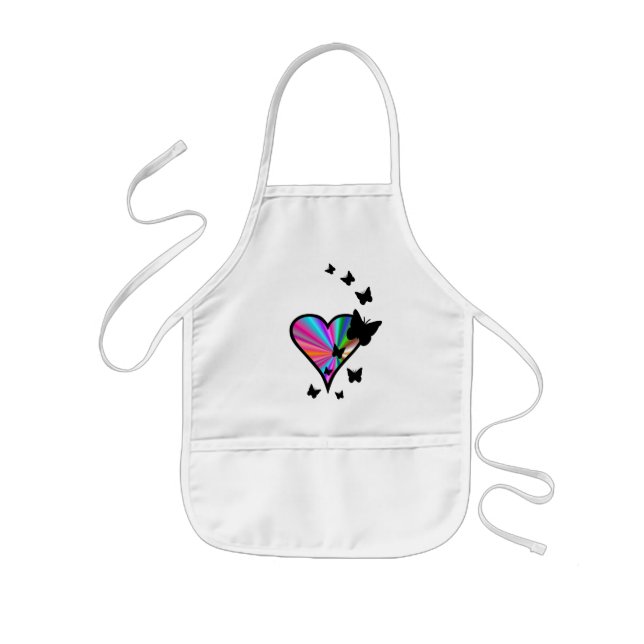 Delantal Infantil Corazón arcoiris y mariposa (Frente)