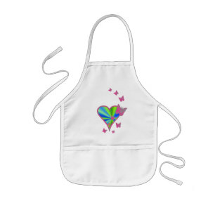 Delantal Infantil Corazón arcoiris y mariposa