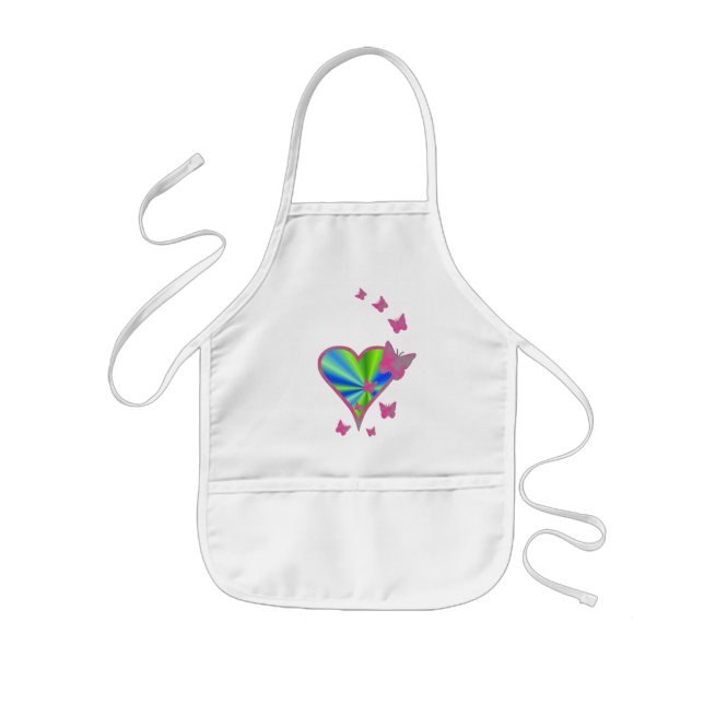 Delantal Infantil Corazón arcoiris y mariposa (Frente)