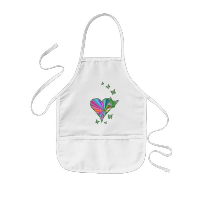 Delantal Infantil Corazón arcoiris y mariposa (Frente)