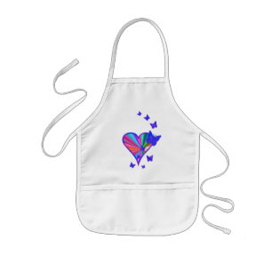 Delantal Infantil Corazón arcoiris y mariposa