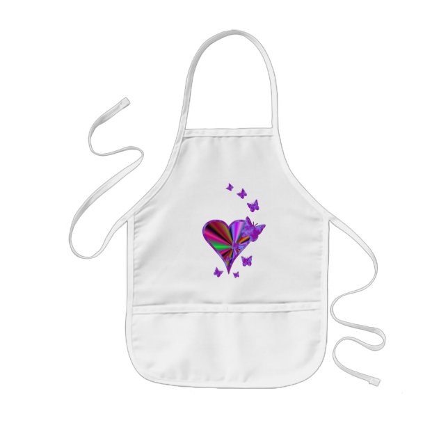 Delantal Infantil Corazón arcoiris y mariposa (Frente)