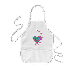 Delantal Infantil Corazón arcoiris y mariposa