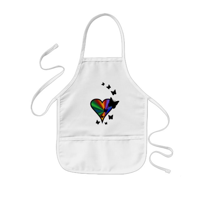 Delantal Infantil Corazón arcoiris y mariposa (Frente)