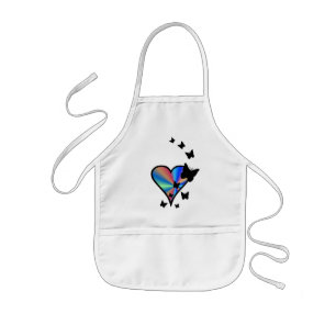 Delantal Infantil Corazón arcoiris y mariposa