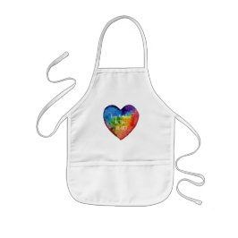 Delantal Infantil Corazón de arcoiris cúrcuma acuarela