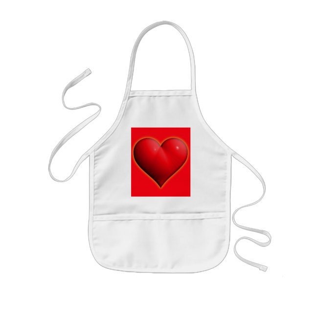 Delantal Infantil Corazón rojo brillante 3D (Frente)