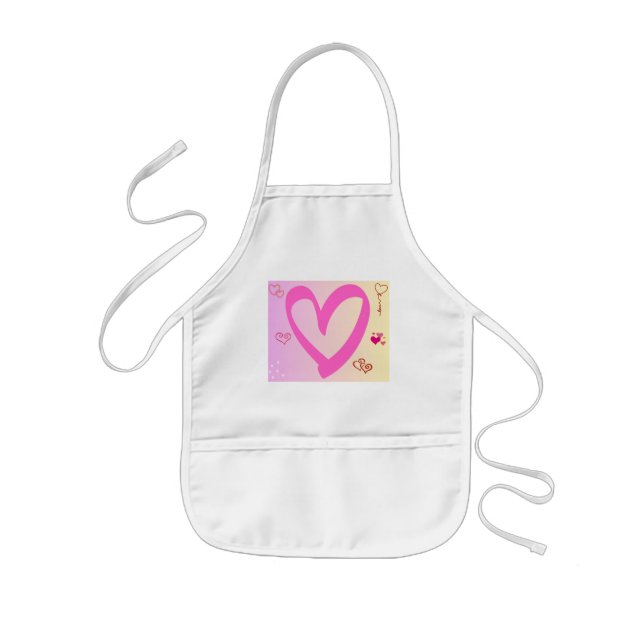 Delantal Infantil Corazones en gradiente rosa (Frente)