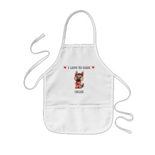 Delantal Infantil Cordero alemán "I Love to Cook" personalizado