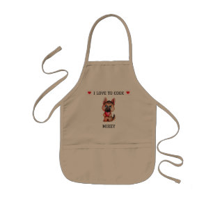 Delantal Infantil Cordero alemán "I Love to Cook" personalizado