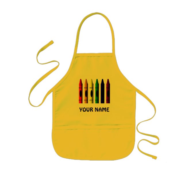 Delantal Infantil Crayones Nombre Niños Cuidados Apron De Crayón Ama (Frente)
