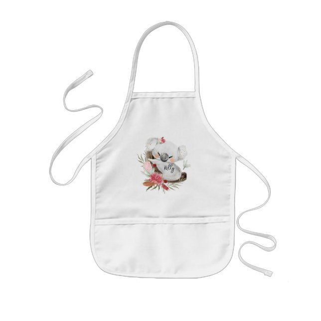 Delantal Infantil Cute Baby Koala Gold Speckle Nombre personalizado (Frente)