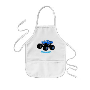 Delantal Infantil Cute blue monster truck cartoon illustration