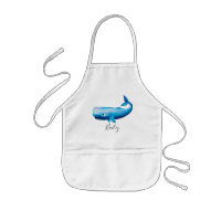 Cute Boy's Blue Sea Watercolor Whale Beach & Name