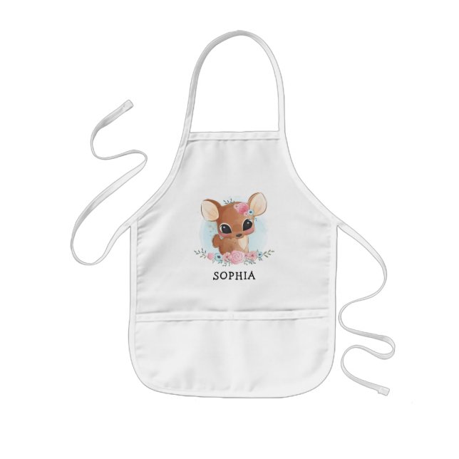 Delantal Infantil Cute Deer Floral (Frente)