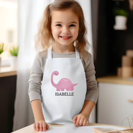 Delantal Infantil Cute Pink Dinosaur Personalized