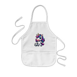 Delantal Infantil Cute Soccer Unicorn Rainbow Hair Kids Sports Gift