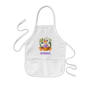 Delantal Infantil Cute Spring Ducky con cesta de huevos