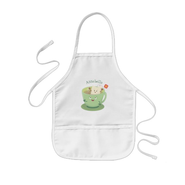 Delantal Infantil Cuto teabag taza personalizado personaje de humor (Frente)