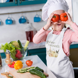 Delantal Infantil Dar las gracias a la calabaza acuarela