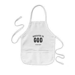 DELANTAL INFANTIL DEDICADO A DIOS PERSONALIZABLE GUAY TEXTO NEGRO