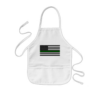 Delantal Infantil Delgada Línea Verde Ejército y Veteranos Bandera E