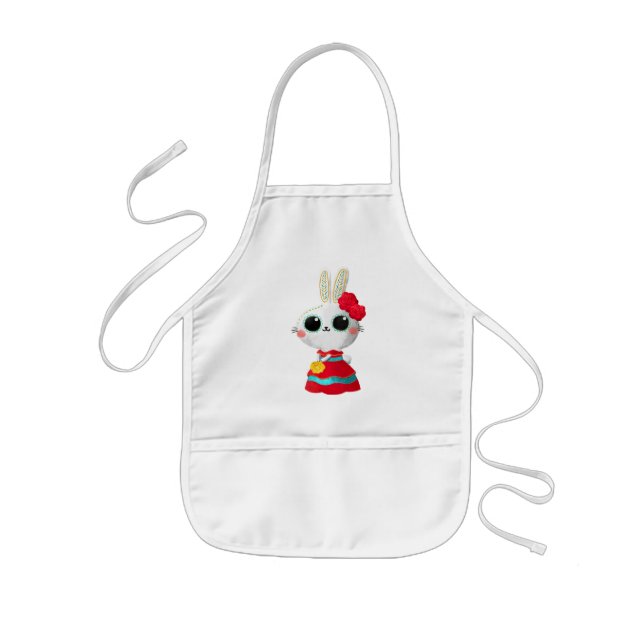 Delantal Infantil Dia De Los Muertos Cuidadoso Bunny Red Dress Mexic (Frente)