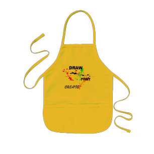 Delantal Infantil Dibujar, pintar, crear niños amarillos salpicar pi