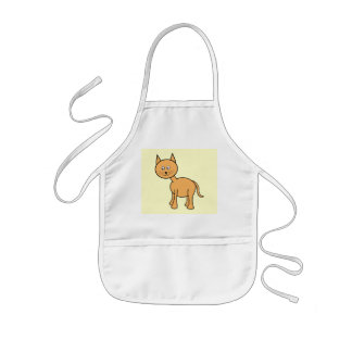 Delantal Infantil Dibujo animado lindo del gato del jengibre. Fondo
