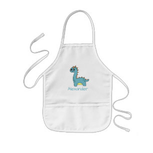 Delantal Infantil Dinosaurio bonito azul-verde personalizado