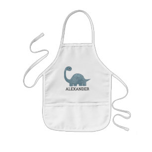 Delantal Infantil Dinosaurio gris azul lindo personalizado