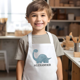 Delantal Infantil Dinosaurio gris azul lindo personalizado